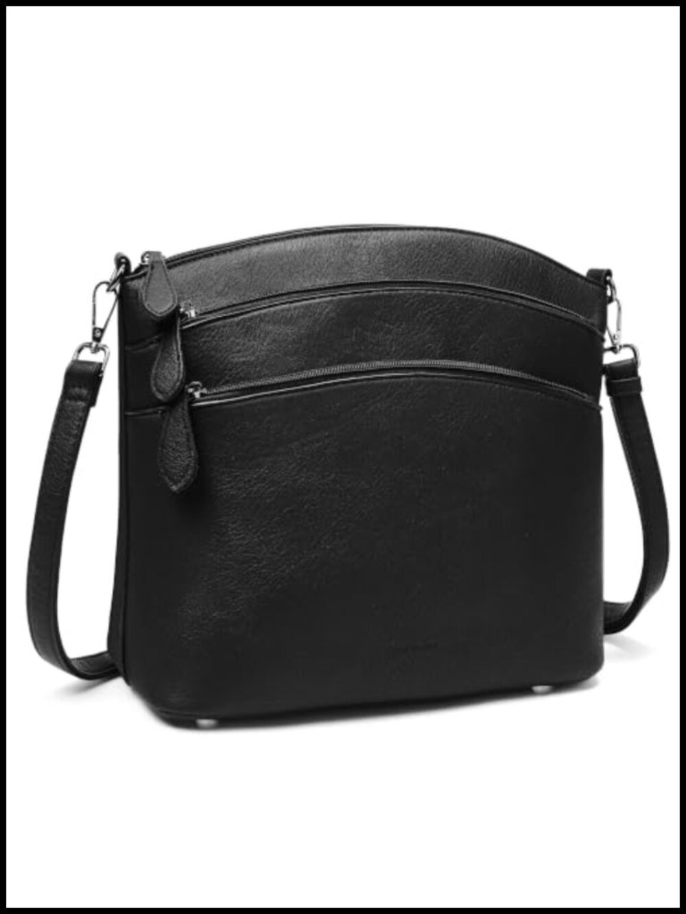 Vegetable-Tanned Leather Crossbody Bag Medium Zip Compartments Adjustable Strap